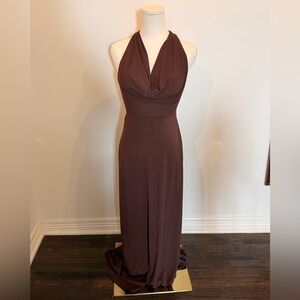 WeWoreWhat Brown Backless Halter Maxi Dress